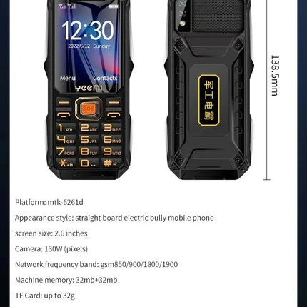 YEEMI Q8 GSM 2G teléfono resistente batería grande linterna Dual 2,4 pulgadas pantalla HD Dual SIM teléfono móvil botón grande teléfono móvil
