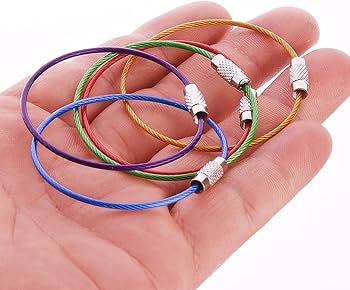 Lot de 10 porte - clés en câble d’acier inoxydable. طقم 10 حلقات مفاتيح من كابل فولاذي مقاوم للصدأ - HANUTI VIP
